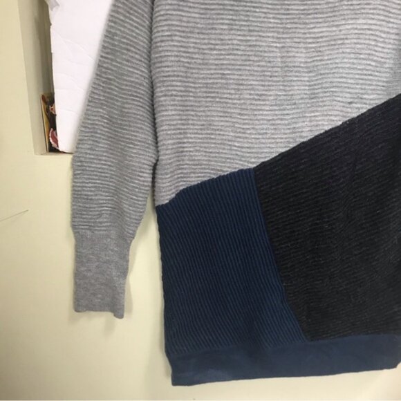 DKNY Color Block Ribbed Knit Sweater Cashmere Blend Boat Neck Oversized Minimal - Picture 9 of 16